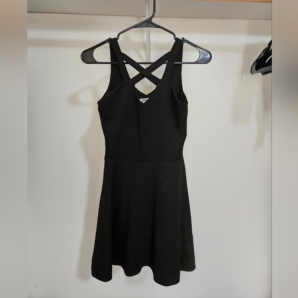 Sally Miller Black Crossed Fabric Design Dress